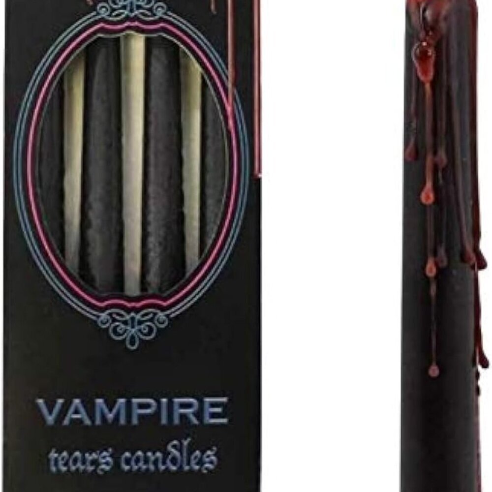 Vampire Tears Black Candles - Set of 4 Bleeding Candles - Gothic Rituals Hallowe